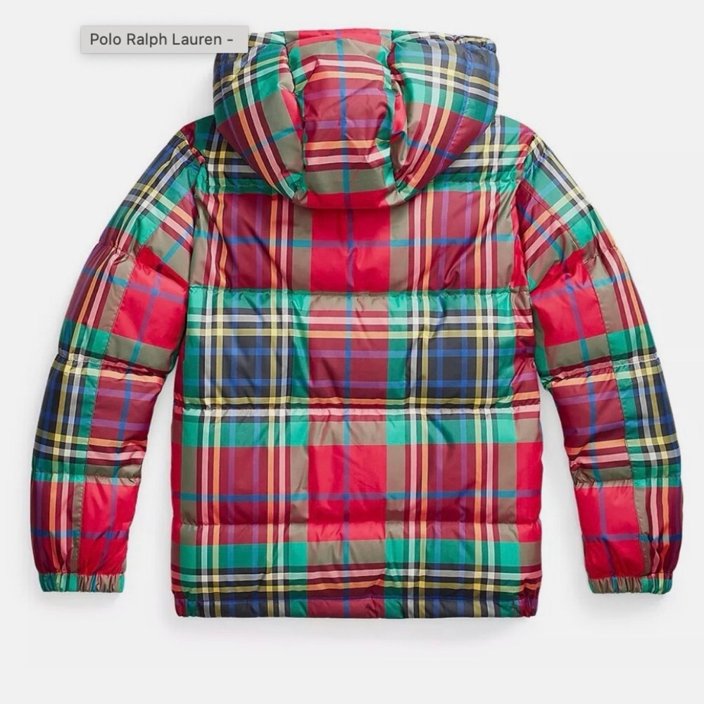 Polo Ralph Lauren Boys plaid check down filled jacket Size Small 5T - Picture 3 of 8